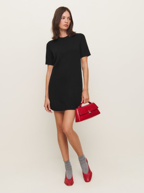 Bell Cashmere Mini Dress - Black